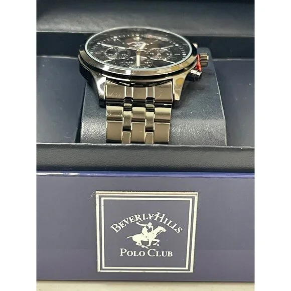 Beverly Hills Polo Club Mens Black Dial Chronograph Watch In Original Box, New - Picture 3 of 11